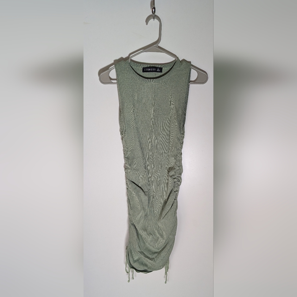 Lioness Sage Green Ruched Sleeveless Dress